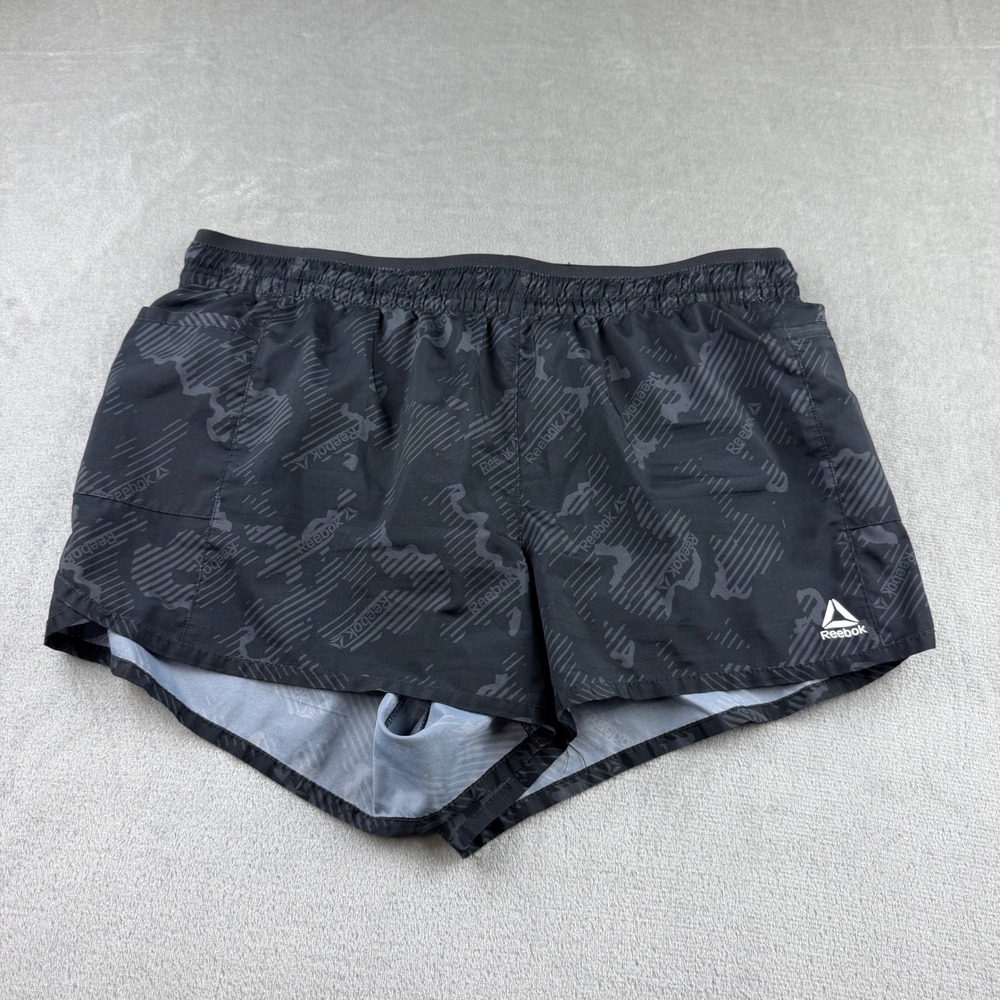 Reebok Running Shorts Men's L Black Camo Graphic Athletic Gym Training Workout
